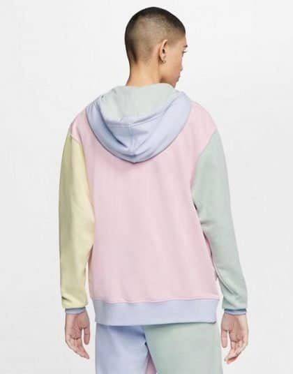 nike metallic swoosh colour block sweatshirt in neutrals