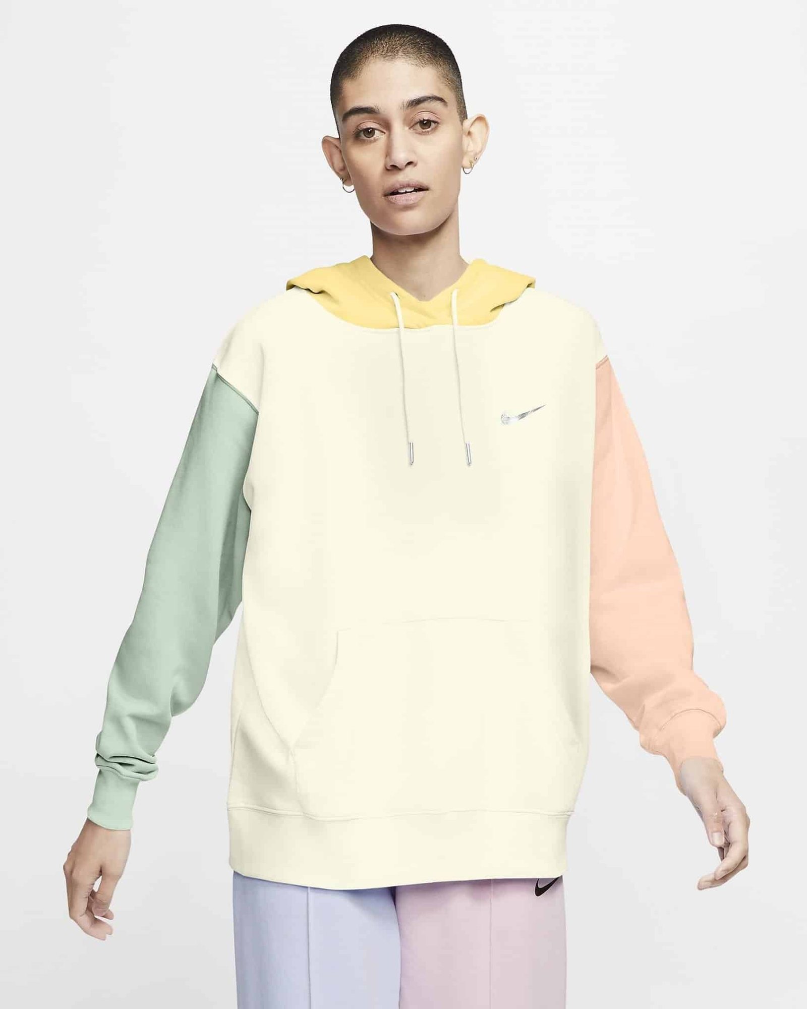 nike mini swoosh oversized trackies in oatmeal