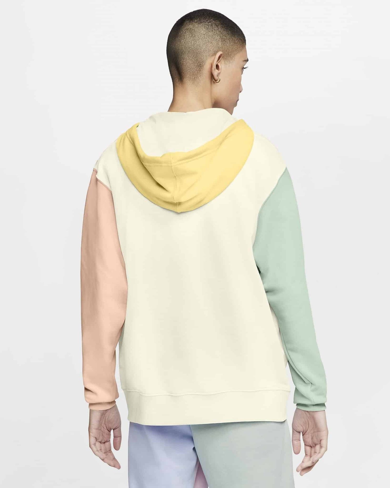 nike metallic swoosh colour block sweatshirt in neutrals